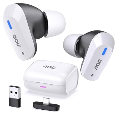 AOC Wireless Gaming Earbuds for PS5 PC Switch, 2.4GHz USB-C Dongle ACT3512