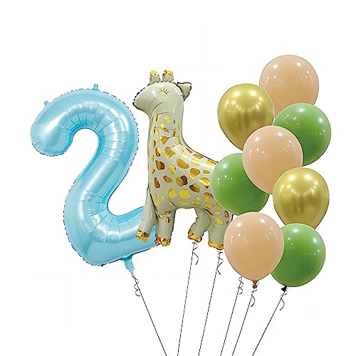 Image of Blue Light Number Balloon, 40 Inch, Party Decorations for Birthdays, Boy Baby Shower, Wedding, Unisex, Includes 1 Balloon, 1 Roll String, 1 Straw
