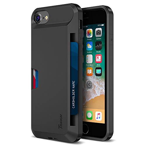 Trianium iPhone 8 Wallet Case [Walletium Series] for Apple iPhone 8 / iPhone 7 Case Wallet Credit Card Protective Holder Enhanced Grip/Card Slot Holder Cover [Heavy Duty Protection] - Black