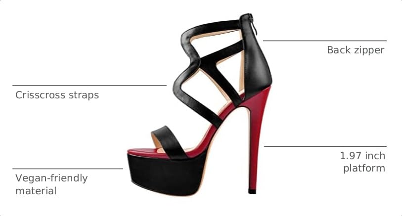 Image of richealnini Women's Crisscross Platform Stiletto High Heels Strappy Sandals with Zipper