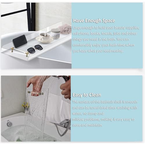 Nynelly Clear Bathtub Caddy Tray 31" Acrylic Bathtub Tray Bath Caddy Tray For Bathtub With Gold Handles, Bathtub Trays For Luxury Bath, Table Caddy Tray Shelf For Shower, Bathroom Accessories #TOP2