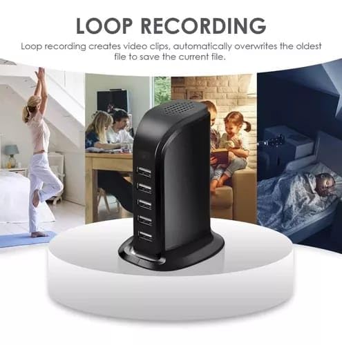 Image of Safety NET, WiFi Multi Plug - Hidden Camera with Live Feed WiFi - Indoor Security Camera 1080P HD Hidden Nanny Cam Motion Detection - with 32GB MicroSD Card (5 Port Charger)