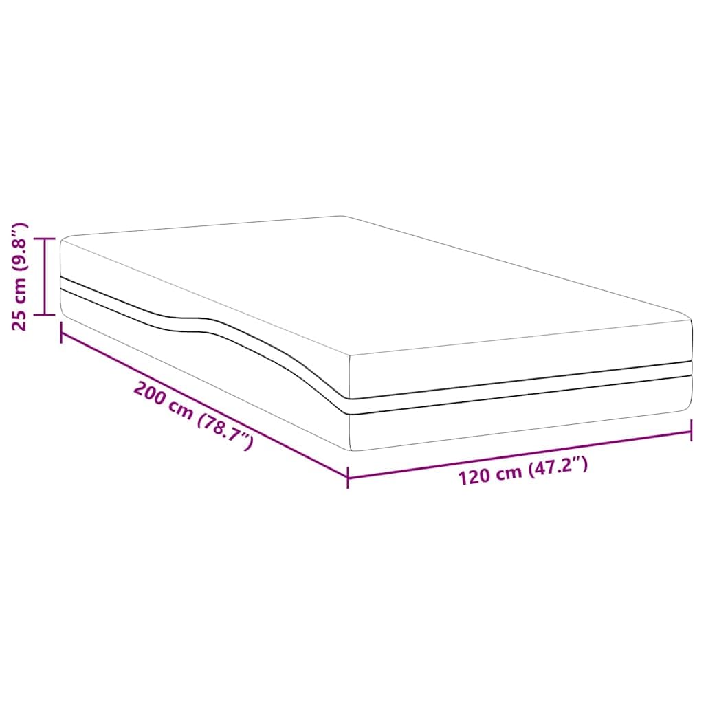 Żelowy materac z pianki z pamięcią kształtu, biało-szary, żakardowy pokrowiec 120 x 200 cm, wysokość 25 cm, średnio twardy, do sypialni i łóżka dla gości, odciążenie i komfort spania
