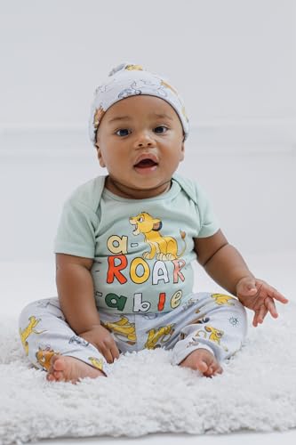 Disney Pixar Toy Story Monsters Inc. Lion King Mickey Mouse Mike Baby Bodysuit Pants and Hat 3 Piece Set Newborn to Infant2