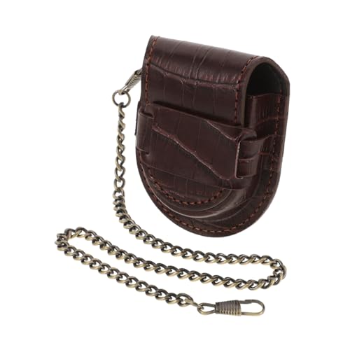SAFIGLE Vintage Pocket Watch Pouch Texture Case with Chain Elegant Storage for Men Women Protector for Antique Fob Watches Stylish Waist Bag Accessory