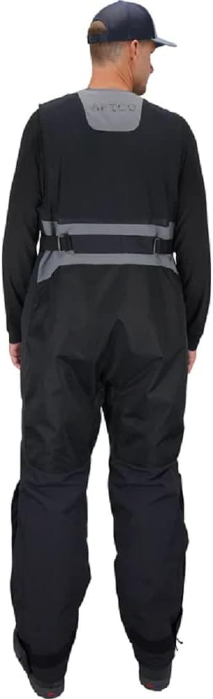 AFTCO Men's Insulated Ice Fishing Bibs, Grey, 30K Waterproof, High Waist, Regular Fit, Knee-high