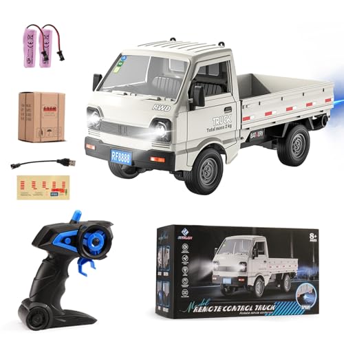 RC Car 1/16 RC Drift Car RTR Remote Control Racing Pickup Truck 2WD Truck Drift Crawler Off Road 2.4G with Spray Music and Light Vehicle Hobby Grade Toy Model for Kids and Adult (White-1)
