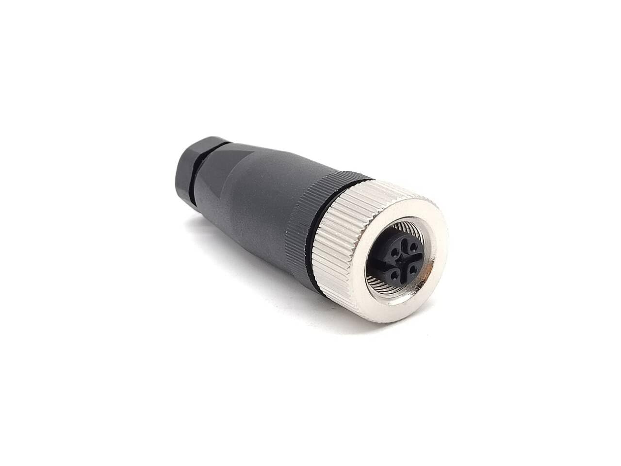 Elecbee M12 Connector 4 Pin Femle A Code Straight Screw-Joint Unshielded for 22AWG 0.34mm² Cable