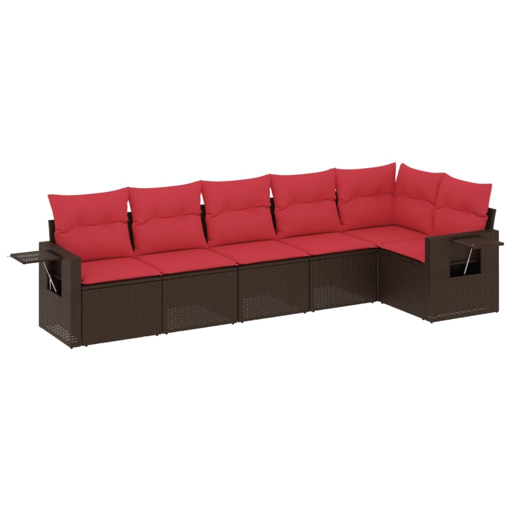 Canapé de jardin résine tressée marron 6 pcs pour aménager une grande terrasse