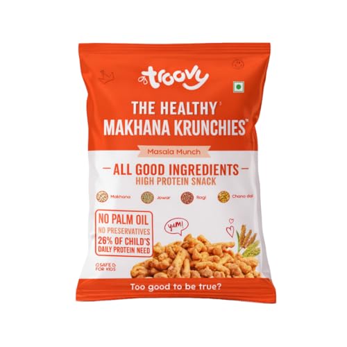 Image of Troovy Healthy Makhana Krunchies | Natural Ingredients, Made with Makhana, Jowar, Chana Dal, Soy Protein, Ragi & Quinoa | No Preservatives | 40gm