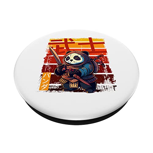 Add Samurai Panda to Japanese Art. PopSockets Swappable PopGrip, Black - Image 2