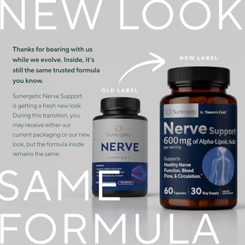 Image of Premium Nerve Support Supplement - with Alpha Lipoic Acid (ALA) 600 mg, Acetyl-L-Carnitine (ALC) & Benfotiamine - Nerve Support Formula for Healthy Circulation, Feet, Hands & Toes - 60 Capsules