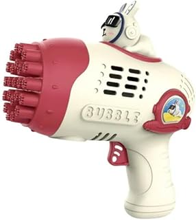 آلة فقاعات للأطفال من Next Store - مسدس فقاعات أوتوماتيكي بـ23 فتحة، تصميم فضائي، ألعاب خارجية آمنة وممتعة، مضاد للماء، مناسب للأطفال (احمر)