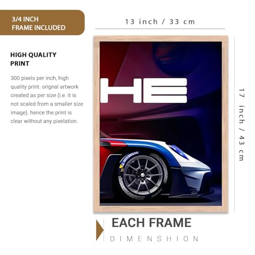 Image of HOTHOUSE Big Porsche Car Framed Posters Gift Items for Boys Room Wall Decoration Bedroom Living Room Office Studio Decor | Car Poster Frame for Wall Decor Set Of 3 Size (13 X 17 inch)