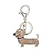 Wjlytf Moda perro Dachshund llavero bolsa encanto colgante llavero joyería para mujeres niña regalo llavero joyería-champán