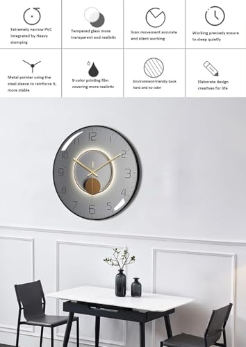 Image of Wall Clock 12 inch Silent Quartz Decorative Wall Clock Non-Ticking Classic Digital Clock Battery Operated Round Easy to Read Handheld Complete Home /Kitchen /Bedroom (407)