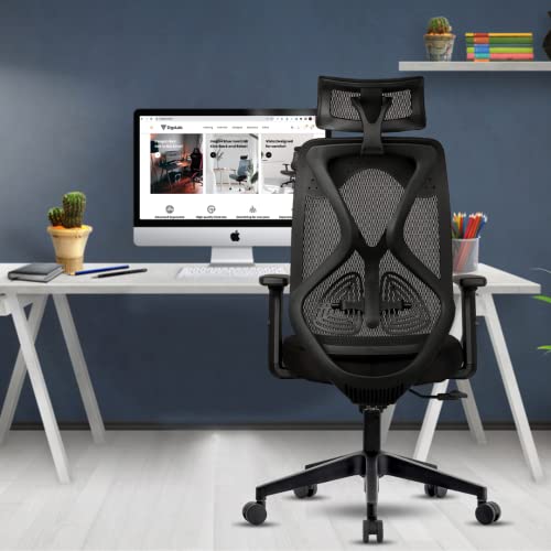 Image of ErgoLab Glider Office Chair High Back Mesh Ergonomic Chair for Office Work at Home, Revolving Computer Chair Cushion Seat and Adjustable Height and 1D Armrests with 3 Year Warranty -Black
