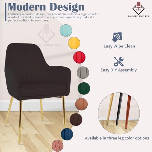 Image of Set of 2 Accent Chair for Living Room | Modern Armchair in Soft Velvet Fabric with Sturdy Legs | Premium Chair for Home Living Room Bedroom Restaurent | (Gold Legs, Black)