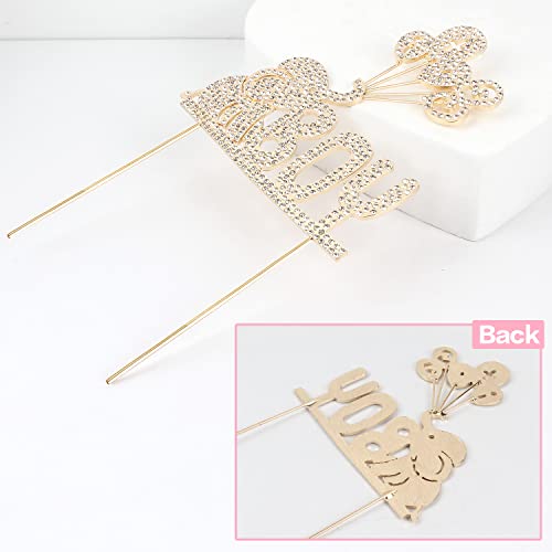 Lingteer It's A Boy Elephant Baby Boy Rhinestone Cake Topper - Cheers To Sweet Baby Boy,Baby Shower Son First Bday Party Centerpieces Gift Decorations.- Gold #TOP3