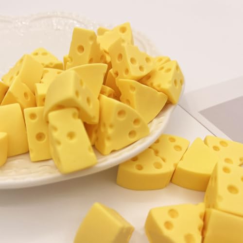 JIHUOO Mini-Käse, Miniaturfiguren, Küchenaccessoires, 30 Stück, Gelb, Realistisch, Harz