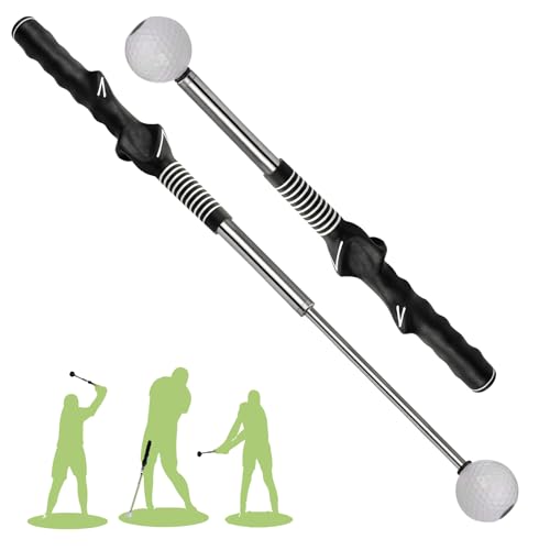 Retractable Golf Swing Training Aid, Golf Grip Trainer & Golf Swing Trainer for Warm-up, Left-Handed Golf Club for Indoor Practice, Golf Accessories - Strength & Tempo Training for Chipping Hitting