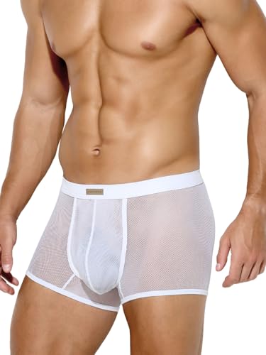 Mauro Kane Boxers Hommes Sexy Transparent Lingerie Masculine Confortable Respirant Blanc L