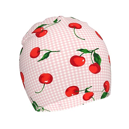Rqzwdq Cherry Fruit Pattern Kids Beanie Hats Warm Knit Beanie Cap Skull Caps Gifts Decor for Boys Girls