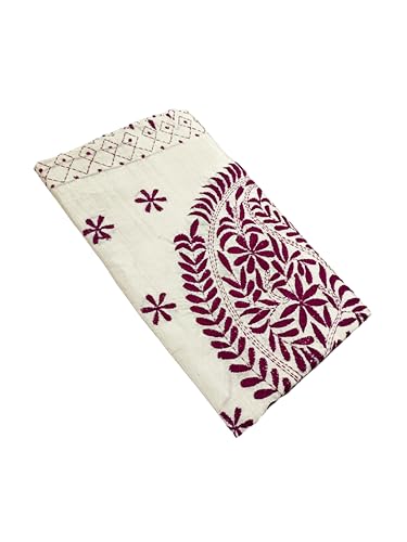 Image of SHRISTI CLOTHINGS Women's Hand Embroidered Cotton Silk Kantha Stitch Saree with Blouse Piece (SB430324 TWD84)