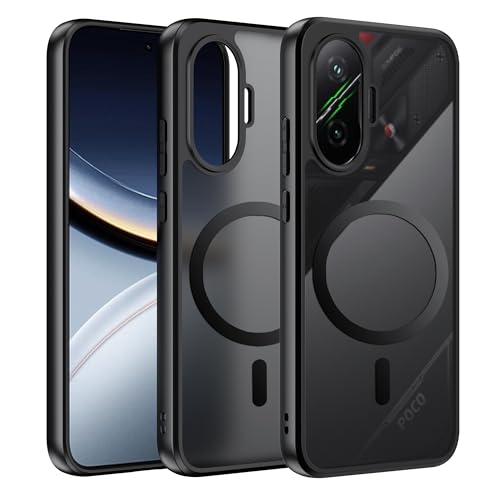 Effcotuo Funda Magnética para Xiaomi Poco F7 5G Case Compatible con MagSafe, Funda de Silicona Flexible + Acrílico Carcasa Respaldo Translúcida Mate Slim Antigolpes Cover
