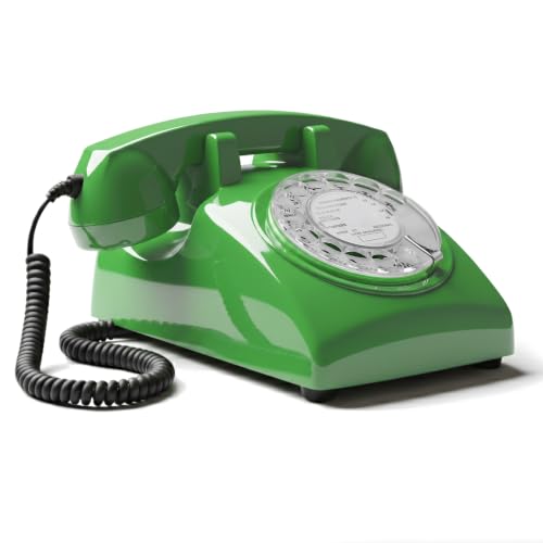 Opis Technology 60s Cable – Téléphone Fixe Vintage à Cadran Rotatif & Cloche Mécanique – Compatible Plupart des Box & Fibre – Design Rétro Années...