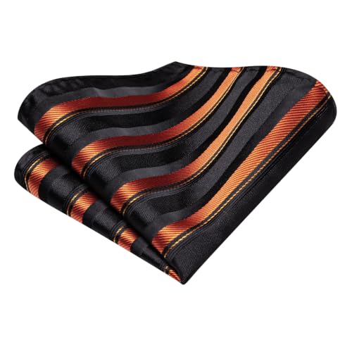 Image of Hi-Tie Men Silk Ties Set with Flower Lapel Pin Necktie Pocket Square Cufflinks for Tuxedo Wedding Business