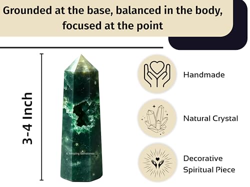 Image of Amazing Gemstone Ocean Jasper Crystal Towers ~ Natural Healing Crystal Point Obelisk for Reiki Healing and Crystal Grid (3 inch to 4 inch INCH)