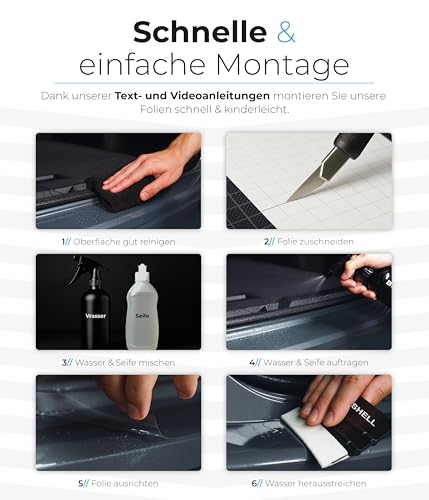 Blackshell® Universal Lackschutzfolie transparent 10cm x 100cm Folie selbstklebend als Auto Folie, Motorrad Folie, Fahrrad Schutzfolie - universal einsetzbar auf Allen glatten Oberflächen