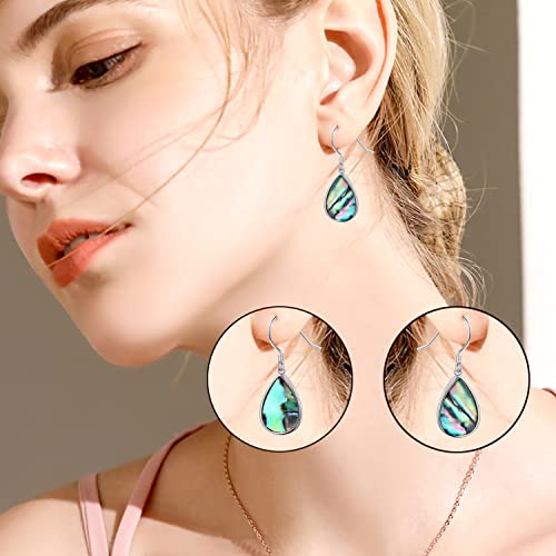 S925 Sterling Silver Teardrop Abalone Shell Vertical Drop Dangle Earrings Gift For Women Teenage Girls #TOP3