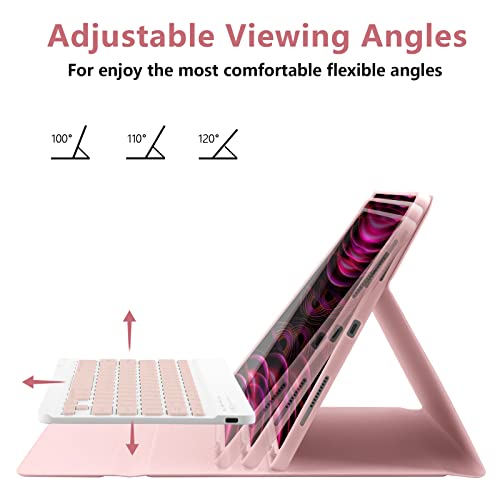 Image of Keyboard Case for iPad Air 13 inch Case Keyboard for iPad Pro 12.9 inch Case with Keyboard Compatible with iPad Pro 6th /5th /4th /3rd Generation 2022-2018 /Air (M2) with Auto Sleep /Wake Function Pink