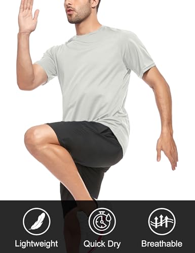 HOPLYNN 5/7 Pack Men's Dry Fit Workout Gym T Shirts, Short Sleeve Active Running Athletic Tee Tops2