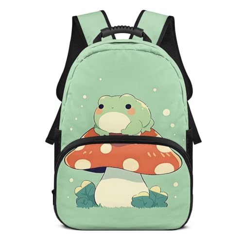 Sriogotsuo Cute Frog 17 Inch Kids Backpack Fully Printed Large Capacity School Bag with Adjustable Padded Straps Casual School Bookbag for Elementary Middle School Boys Girls