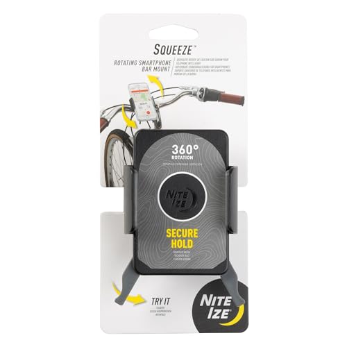 Nite Ize Squeeze Rotating Smartphone Bar Mount Universal Bike Phone Holder For Bar or Stem Compatible With MagSafe iPhone 12 Pro Max/Mini/Galaxy/Edge/Google Pixel and more
