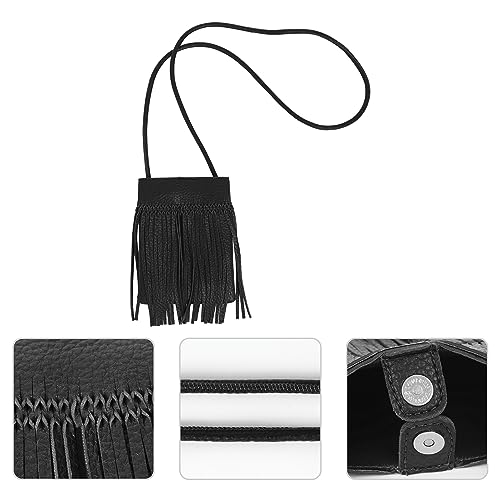 Image of Women Leather Fringe Messenger Bag Mini Hobo Crossbody Tassel Shoulder Bags