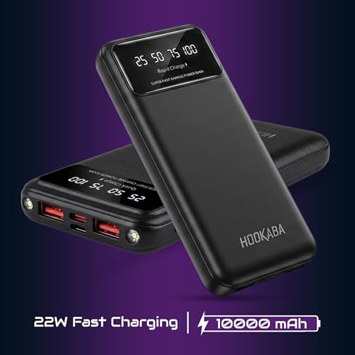 Image of Hookaba 10000mAh Power Bank 22W Fast Charge | Slim Portable Powerbank for Apple & Android | Type-C PD Fast Charging Mobile | Best Powerbank for Travel & Daily Use
