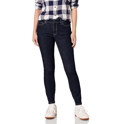 Amazon Essentials Damen Elastische Skinny-Jeans Mittelhoher Bund - Auslaufmodell Schwarze Spülung 44 Lang