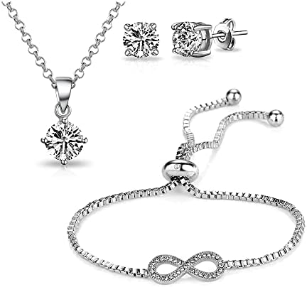 Philip Jones Silver Plated Infinity Friendship Set Created with Zircondia® Crystals