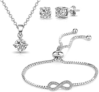 Philip Jones Silver Plated Infinity Friendship Set Created with Zircondia® Crystals