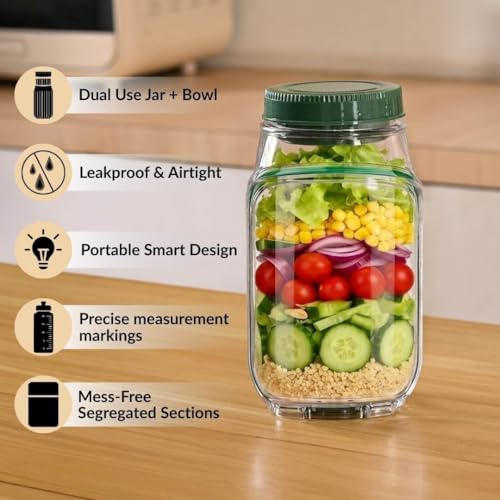 Image of PRAMUKH FASHION Square Shape Glass Jar for Kitchen Masala Storage Ml Set with Airtight Lid Containers Spices Dry Fruits and Pickle Container Pack of (1, Green(1200ml))