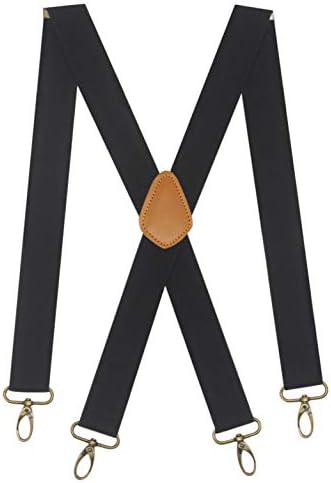 Doloise Men’s Heavy Duty Belt Loops X Back 1.4 Inch Suspenders with 4 Snap Hooks