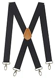Doloise Men’s Heavy Duty Belt Loops X Back 1.4 Inch Suspenders with 4 Snap Hooks