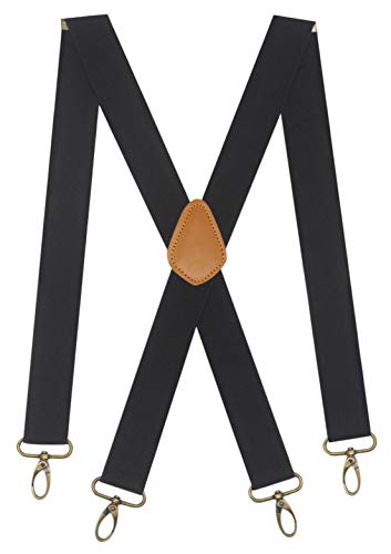 Doloise Men’s Heavy Duty Belt Loops X Back 1.4 Inch Suspenders With 4 Snap Hooks #TOP6