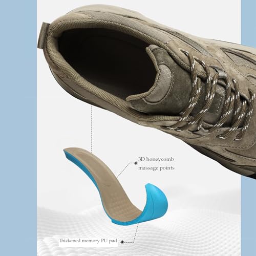 Men's Genuine Leather Outdoor Walking Shoes Casual Breathable Thick Bottom Non-Slip Comfortable Lightweight Off-Road Shoes Suitable for Mountaineering Hiking Work4