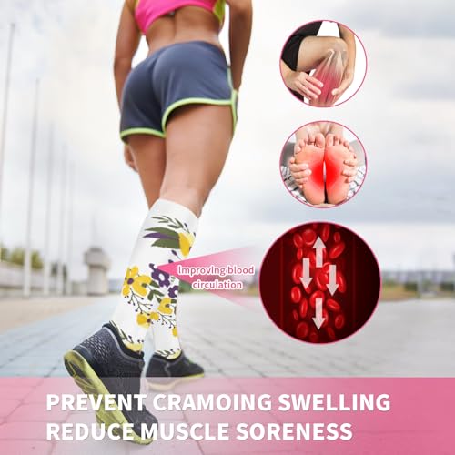 Image of Sooverki Compression Socks for Women & Men 6 Pairs is Best Supportive Knee High Stockings for Circulation, Travel, Nurses