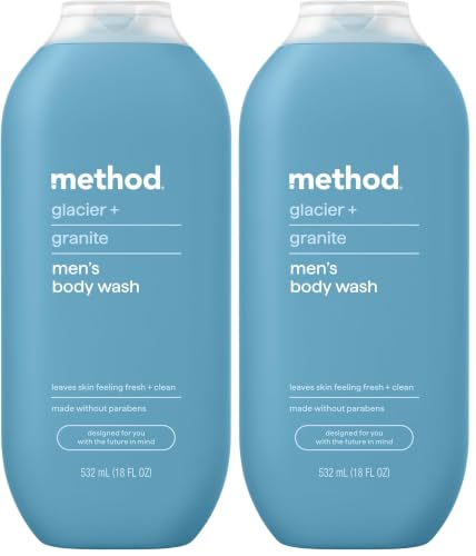Image of Method Men Body Wash, Glacier and Granite, Paraben and Phthalate Free, Quick-Lathering Cleansers, Cruelty Free, 18 oz (Pack of 2)